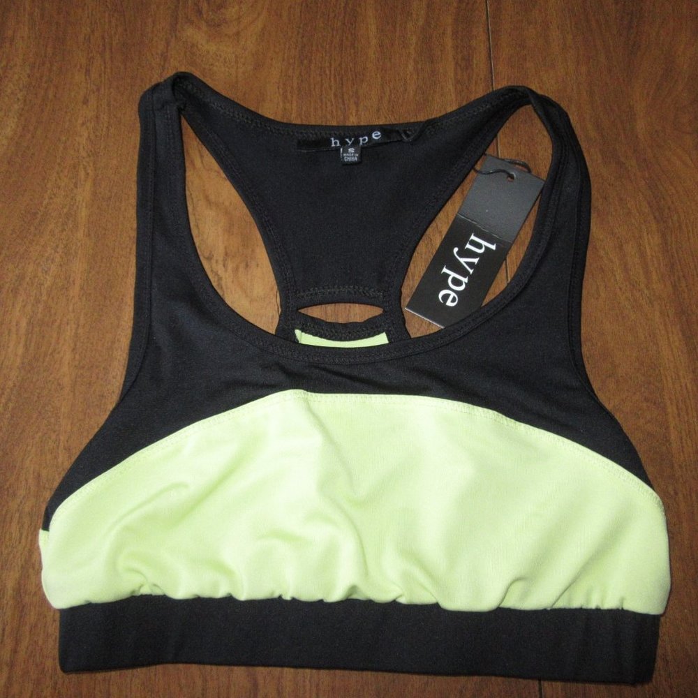 Hype Green and Black Racerback Sports Bra NEW